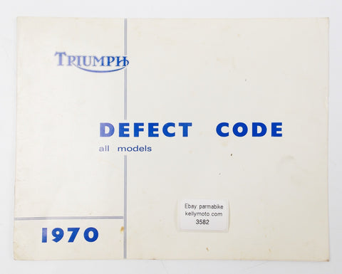 OEM 1970 TRIUMPH ALL MODELS DEFECT CODE MANUAL HANDBOOK BONEVILLE THUNDERBIRD - MotoRaider