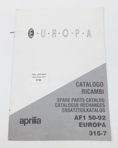 1992 APRILIA AF1 50 EUROPA SPARE PARTS CATALOG SUPPLEMENT MANUAL BOOK 315-7 - MotoRaider