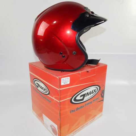 GMAX GM32S OPEN FACE MOTORCYCLE HELMET CANDY RED SIZE XS SMOKE VISOR SNOWMOBILE - MotoRaider