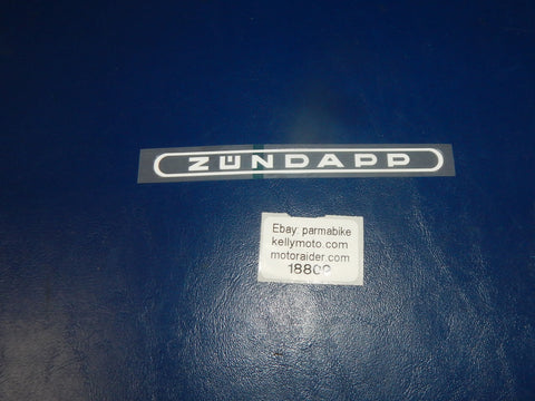 1970"s "ZUNDAPP" CLEAR/WHITE STICKER GAS FUEL TANK DECAL VINTAGE MC GS 120x11mm - MotoRaider