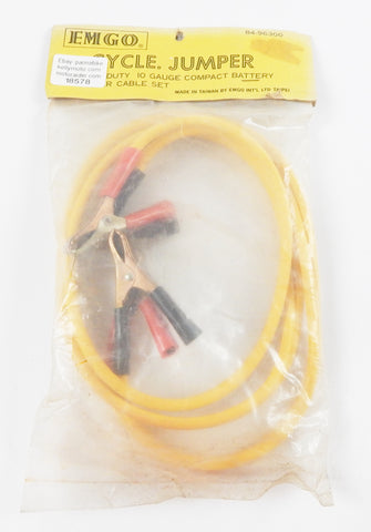 EMGO 84-96300 CYCLE JUMPER HEAVY DUTY 10 GAUGE COMPACT BATTERY JUMPER CABLE SET - MotoRaider