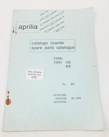 APRILIA '95 122 RX SPARE PARTS CATALOG BOOK MANUAL ENGLISH/FRENCH/GERMAN/SPANISH - MotoRaider
