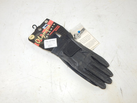 OLYMPIA SPORT LADIES PERFORMANCE LEATHER GLOVES PAIR SIZE SMALL BLACK MOTORCYCLE - MotoRaider