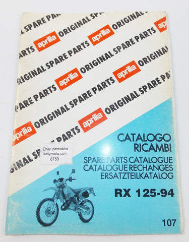 1994 APRILIA RX 125 SPARE PARTS CATALOG MANUAL BOOK 107 - MotoRaider
