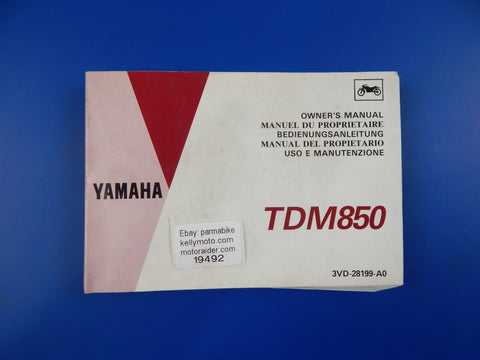1991 YAMAHA TDM850 USER OWNER MANUAL BOOK 3VD-28199-A0 MULTI LANGUAGE VINTAGE - MotoRaider