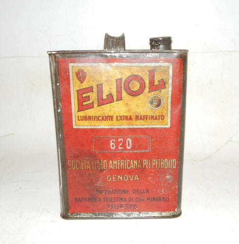 1950's ELIOL MOTOR OIL CAN CONTAINER 1 GAL TIN 10x7.5x4" TRIESTE ITALY VINTAGE - MotoRaider