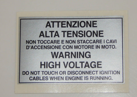1986-90 FERRARI TESTAROSSA WARNING HIGH VOLTAGE STICKER DECAL ENGINE MOTOR BAY - MotoRaider