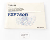 YAMAHA OWNER MANUAL BOOK CATALOG BOOK YZF750R GERMAN FRENCH ITALIAN 4HD-28199-Y0 - MotoRaider