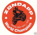 ZUNDAPP STICKER Winner ISDT 1975 1976 World Champion GS Enduro Decal Mark Hau - MotoRaider