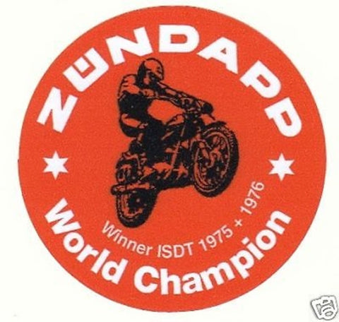 ZUNDAPP STICKER Winner ISDT 1975 1976 World Champion GS Enduro Decal Mark Hau - MotoRaider