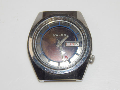 1970's VINTAGE KALOS WRIST WATCH 25 JEWEL AUTOMATIC D=37mm DAY DATE ITALIAN - MotoRaider