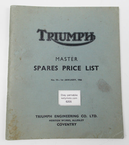 ORIGINAL 1st JANUARY, 1966 TRIUMPH MASTER SPARE PRICE LIST No 19 - MotoRaider