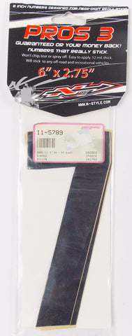 N-STYLE FRONT/SIDE PANEL 6"x2.75" BLACK NUMBER "7" STICKER SET OF 3 11-5789 - MotoRaider