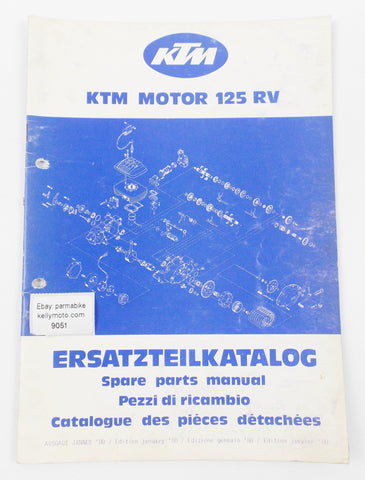OEM 1980 KTM RV125 COMPLEMENT SPARE PARTS MANUAL GERMAN ENGLISH ITALIAN FRANCE - MotoRaider