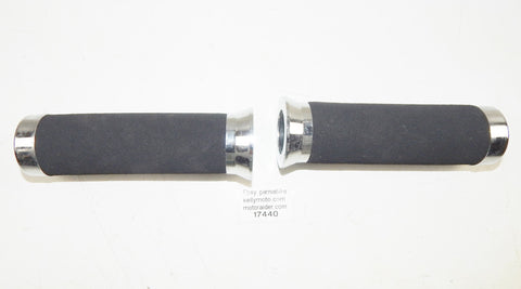 CHOPPER ROADWAWK METAL CHROMED RUBBER FOAM HANDLEBAR GRIP HOLES=22/24mm HARLEY - MotoRaider