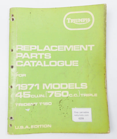 ORIGINAL TRIUMPH 1971 MODELS TRIDENT T150 750cc REPLACEMENT PARTS CATALOG - MotoRaider